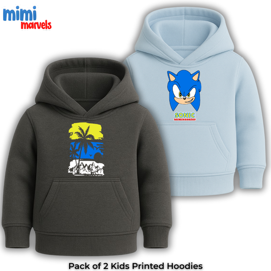 Pack of 2 Printed Hoodies for Kids