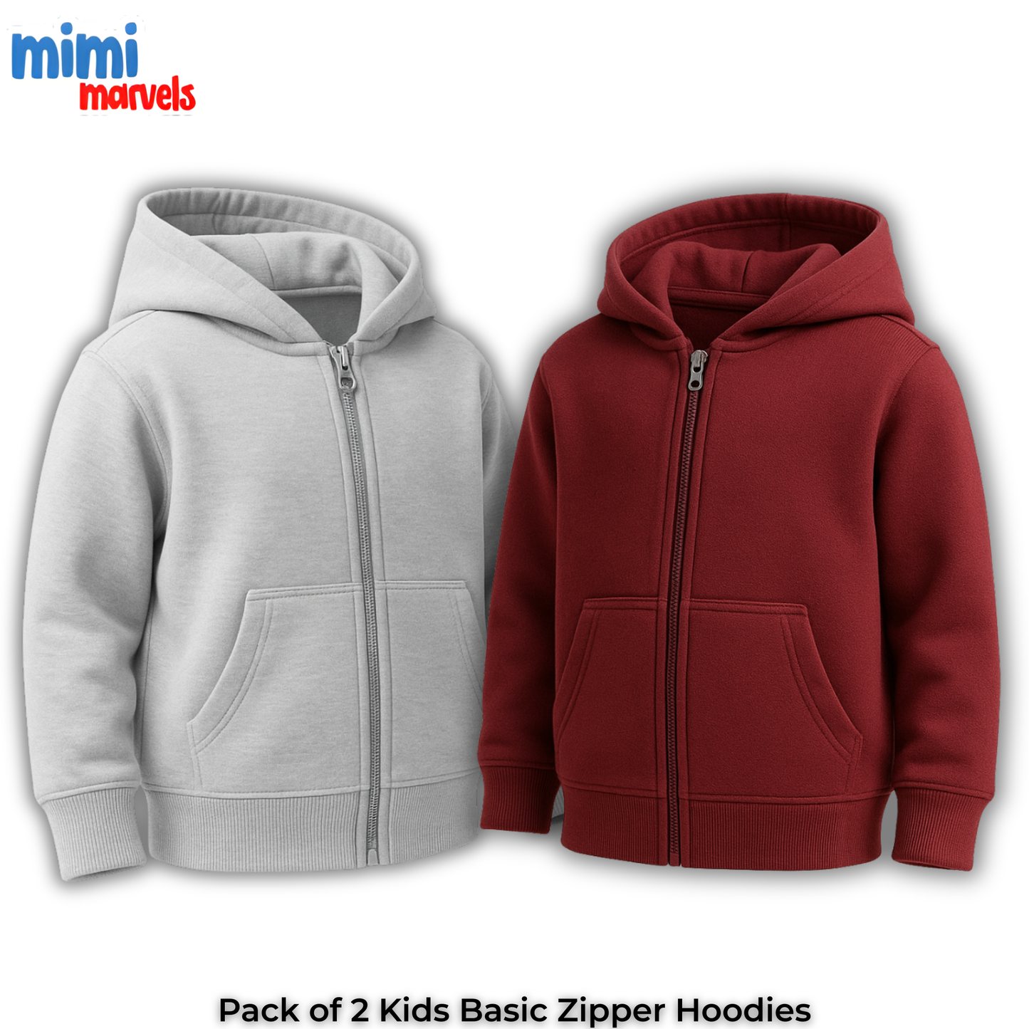 Pack of 2 Basic Zipper Hoodies for Kids