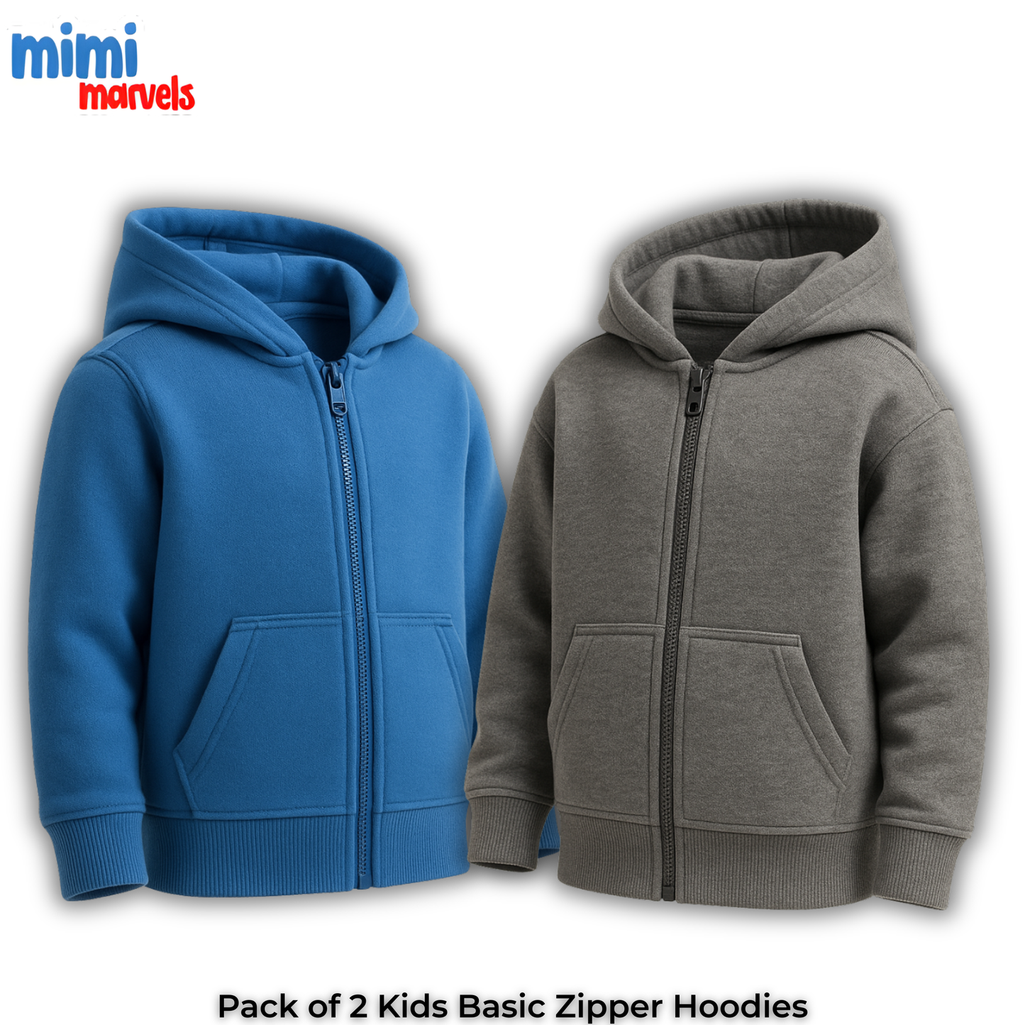 Pack of 2 Basic Zipper Hoodies for Kids