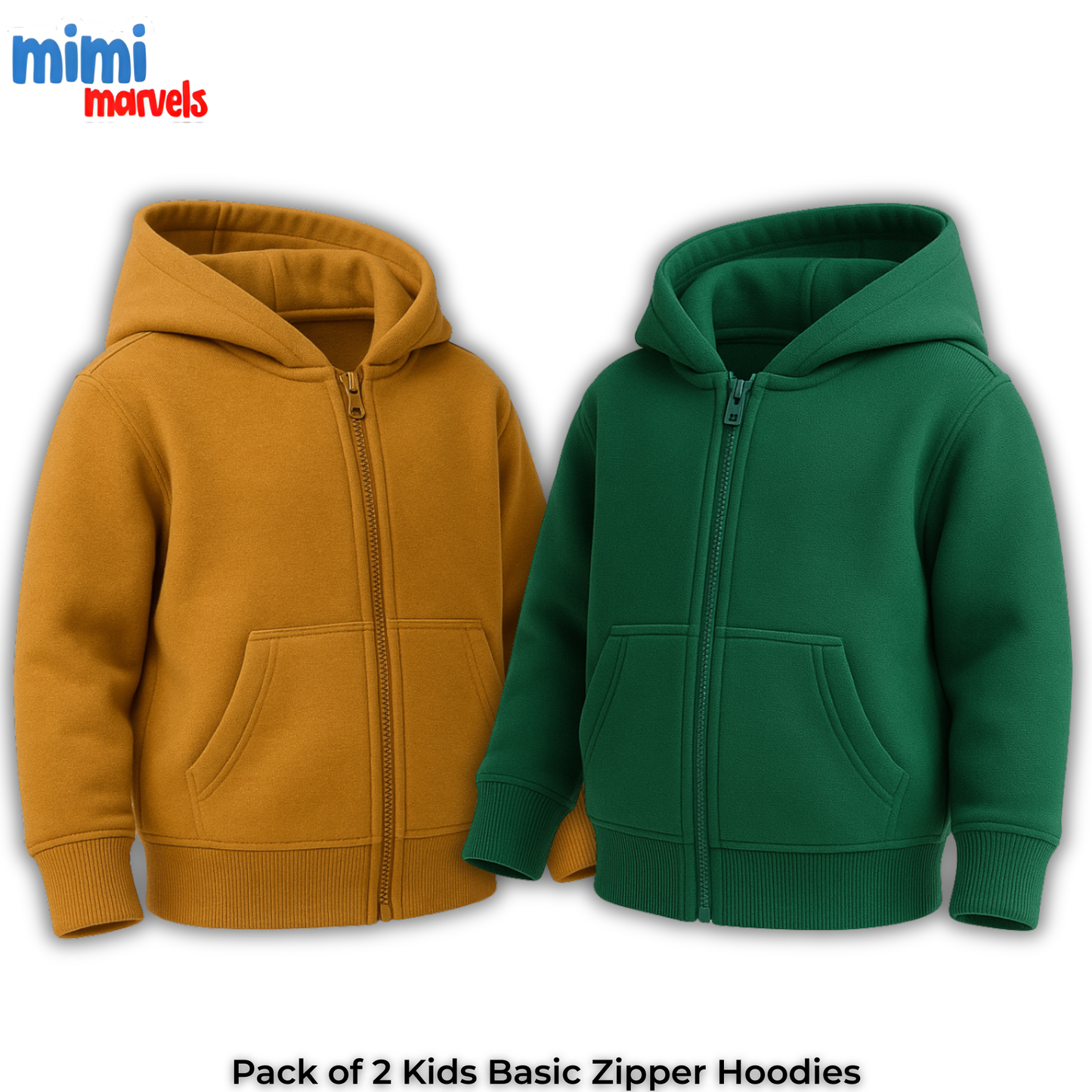 Pack of 2 Basic Zipper Hoodies for Kids
