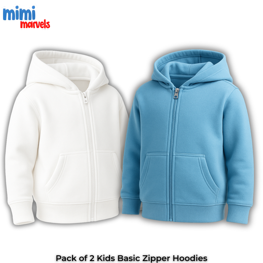 Pack of 2 Basic Zipper Hoodies for Kids