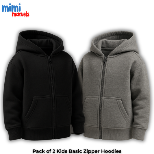 Pack of 2 Basic Zipper Hoodies for Kids
