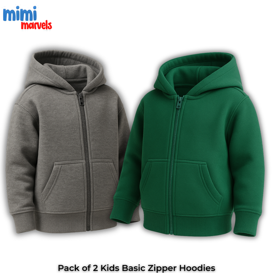 Pack of 2 Basic Zipper Hoodies for Kids