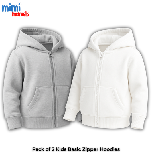 Pack of 2 Basic Zipper Hoodies for Kids