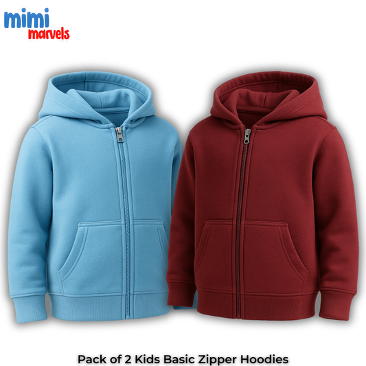 Pack of 2 Basic Zipper Hoodies for Kids