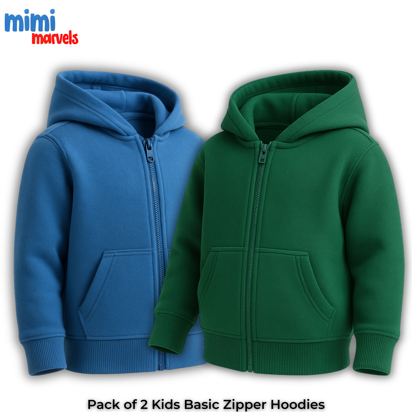 Pack of 2 Basic Zipper Hoodies for Kids
