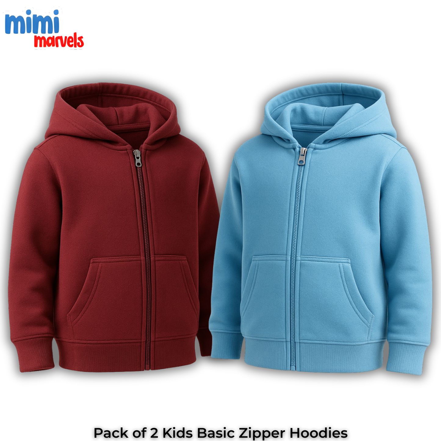 Pack of 2 Basic Zipper Hoodies for Kids