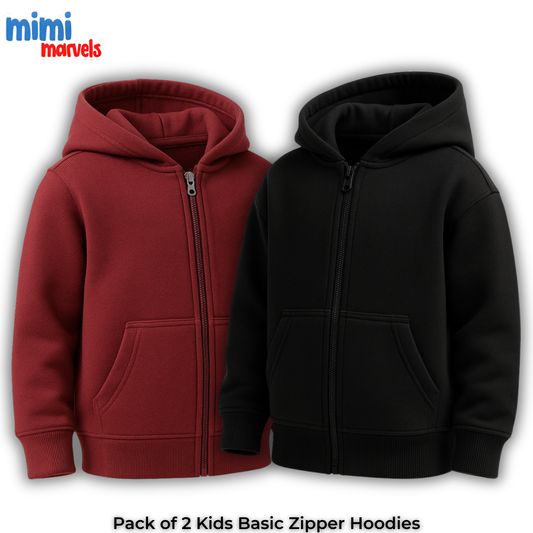 Pack of 2 Basic Zipper Hoodies for Kids